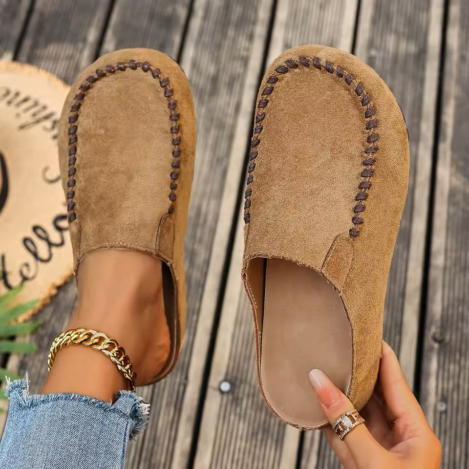 Damskie skórzane klapki ortopedyczne w stylu vintage