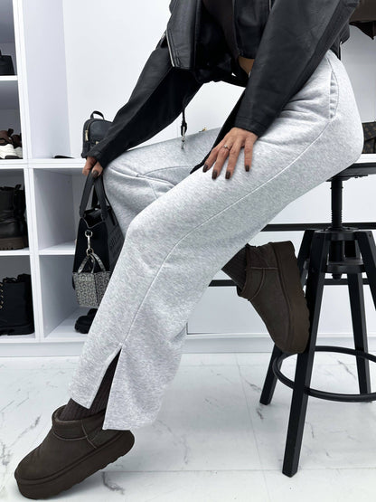 Spodnie dresowe z rozcięciem wide leg | 1+2 GRATIS