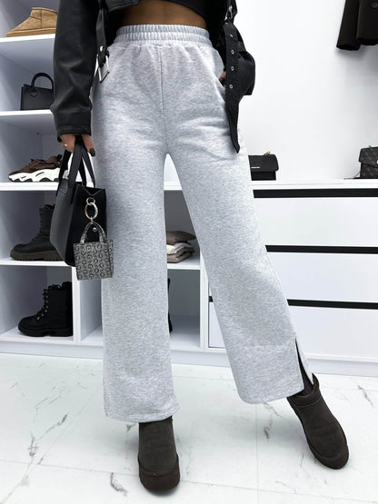 Spodnie dresowe z rozcięciem wide leg | 1+2 GRATIS