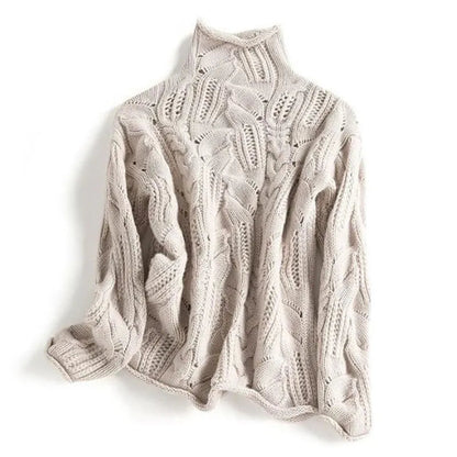 Damski Sweter z Golfem Lyria Knit o Teksturowanym Splocie