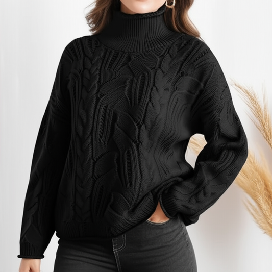 Damski Sweter z Golfem Lyria Knit o Teksturowanym Splocie